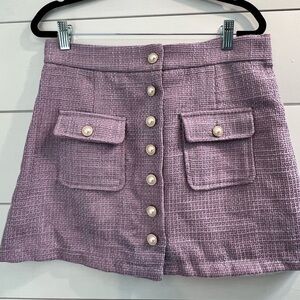 Lavender Tweed Skirt with Pearl Button Forever 21 size Large